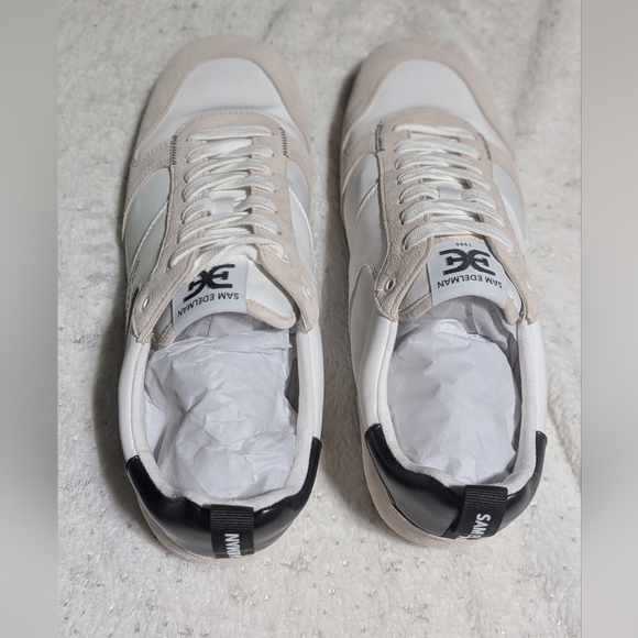 Sam Edelman Zaria Sneakers White Black Suede Lace Up Size 10.5M NIB - Picture 6 of 9